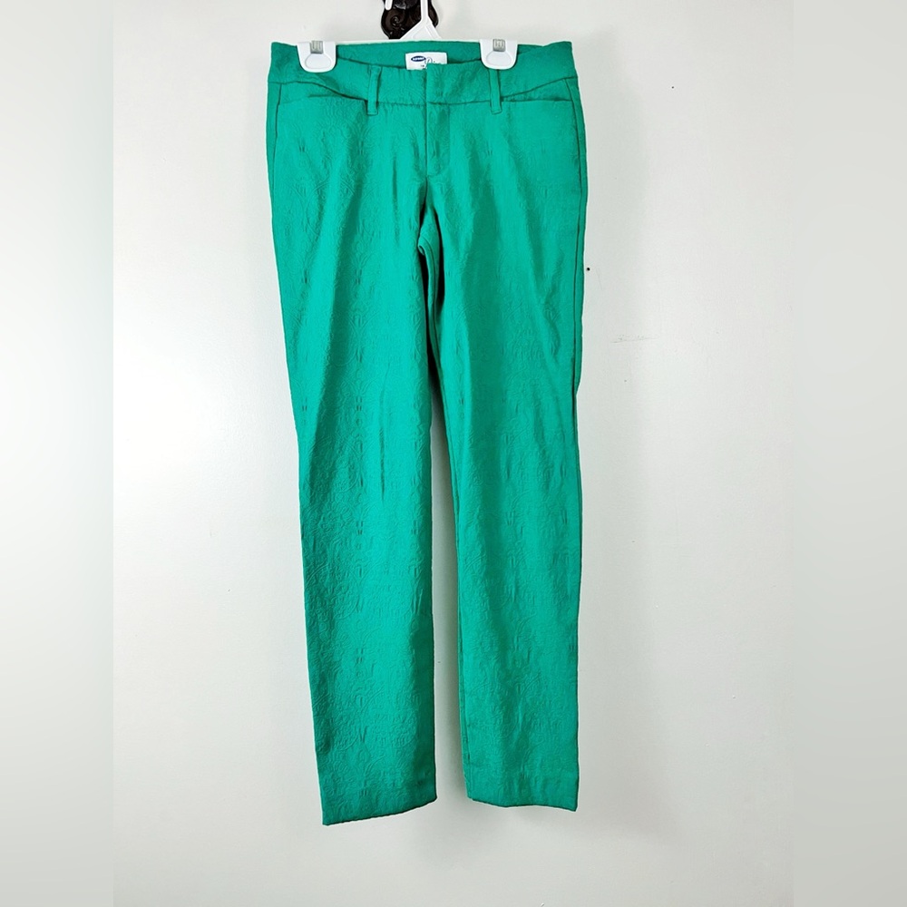 Old Navy The Diva Pant Emerald Green Floral Embossed Size 0